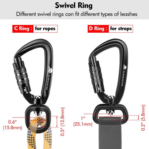 PANDENGZHE 3 Pack Locking Carabiner Clip 2.5" with Swivel C Ring for Securing Pets, Dog Leash Harness, Camping, Hiking, Keychains