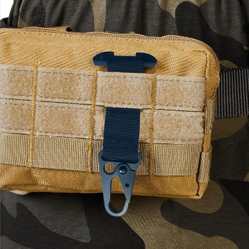 Tactical Molle Clip Battle Belt Clip for Tactical Backpack Vest Belt Gloves, T-Mount Hanging Carabiner Molle Webbing Belt Clip Molle Key Holder Tactical Bag/Battle Belt Accessories (Black)