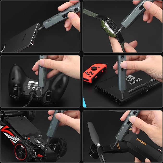 STREBITO Mini Electric Screwdriver Set 155 in 1 Small Powered Screwdriver Cordless, 140 S2 Magnetic Bits, 3 Torque Settings, 650mAh Battery, electronics tool kit for Computer, Laptop, RC, PC, Xbox