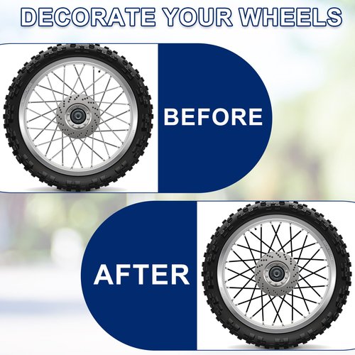 DZSEE 72Pcs Universal Spoke Skins Covers, Dirt Bike & Motorcycle Spoke Covers, Wheel Rim Wraps for 8-21 Rims - Black