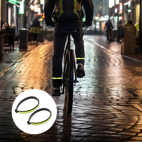 Psyqtsuary 2 Pcs Cycling Trouser Clips, Ankle Cuffs, Cycling Ankle Safety Band Reflective Bicycles Clip Pant Leg Cuff Clip Cyclings Trouser Wrap Clips (Fluorescent Green)