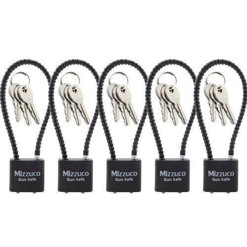 Mizzuco Cable Gun Locks with Keys Simple Operation 8.5" Compatible with Pistols, Handguns, Rifles, and Shotguns, Home and Storage for Firearm Locking and Safety 5PCS