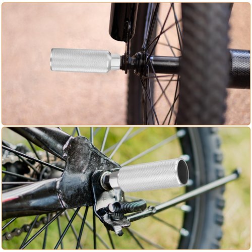 HARFINGTON 2 Pairs Bike Pegs Aluminum Alloy Rear Stunt Pegs Anti-Skid Back Seat Stands Fit 3/8" Axles for Mountain Bike BMX, Silver