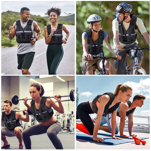 Adjustable Weighted Vest Weights Set: Sportneer 2 4 6 8 10 12 14 16 18 Lbs Body Weight Vests 9 In 1 Fast Adjust Running Vest for Men Women Gym Home Workout Fitness Exercise Strength Training 2-18 Lbs