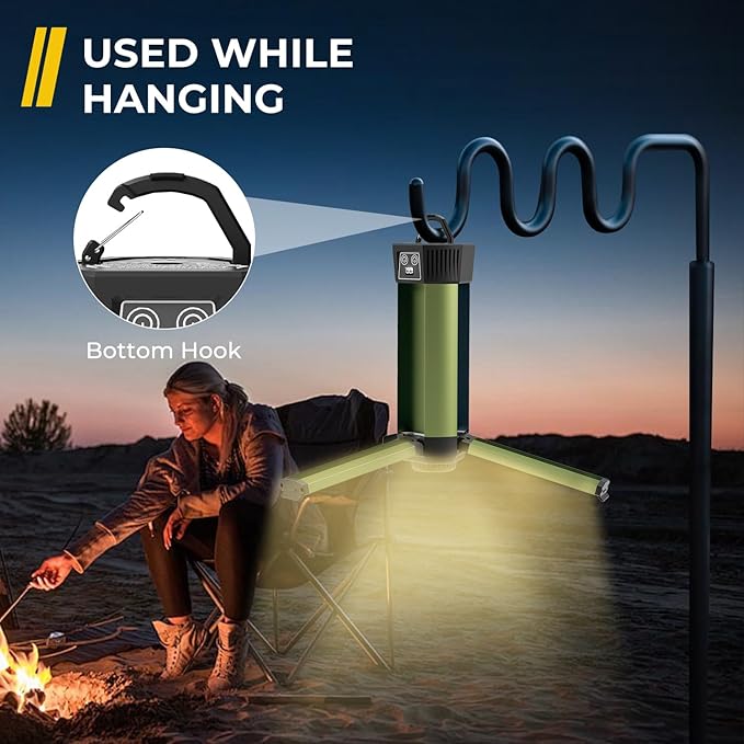 Rechargeable Camping Light with Stand, Outdoor LED Cordless Work Light, Portable Telescopic Bracket, 6AH Battery 500/1000/2000 Lumen, 3500K/4500K/6500K, Construction Lights