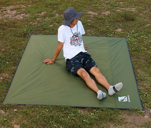Bringsine Bringsine Waterproof Camping Tent Tarp-95"x83",4 in 1 Multifunctional Tent Mat Footprint for Camping,Hiking and Picnic,Ultralight & Foldable+Tent Stakes (Green, 95" x 83")
