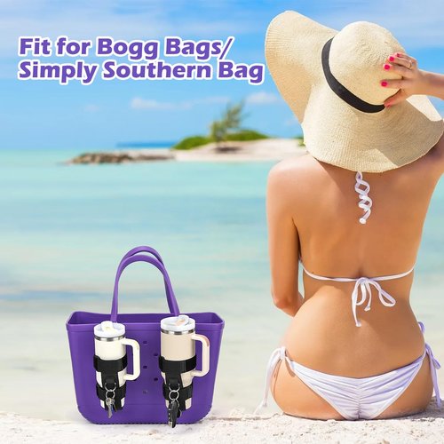 Wellmora 2 Pack Designed for Bogg Bag Cup Holder Compatile with Stanley 18-40 oz, Large Drink Bottle Holder, Adjustable Water Bottle Accessories Fit for Simply Southern Bogg Bag Women Men