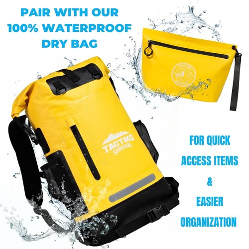 Tactiko Heavy-Duty Splash Water Resistant Zipper Pouches - 3L Hold-All Organizers for Dry Bags, Travel Bags (Yellow)