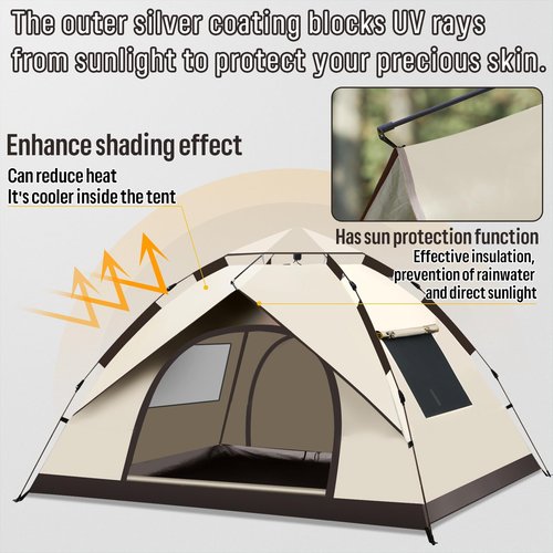 KOMCLUB Camping Tent 1/2/3 Person Tents for Family Camp Tent Waterproof Windproof Outdoor for Backpacking Hiking Easy Setup with Storage Bag,8 Ground ding,4 Windproof Rope
