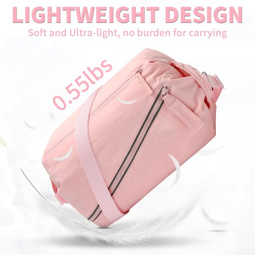 BOSSTIN Small Gym Duffle Crossbody Bag for Women & Men, Lightweight Compact Sports Workout Bag - Hot Pink