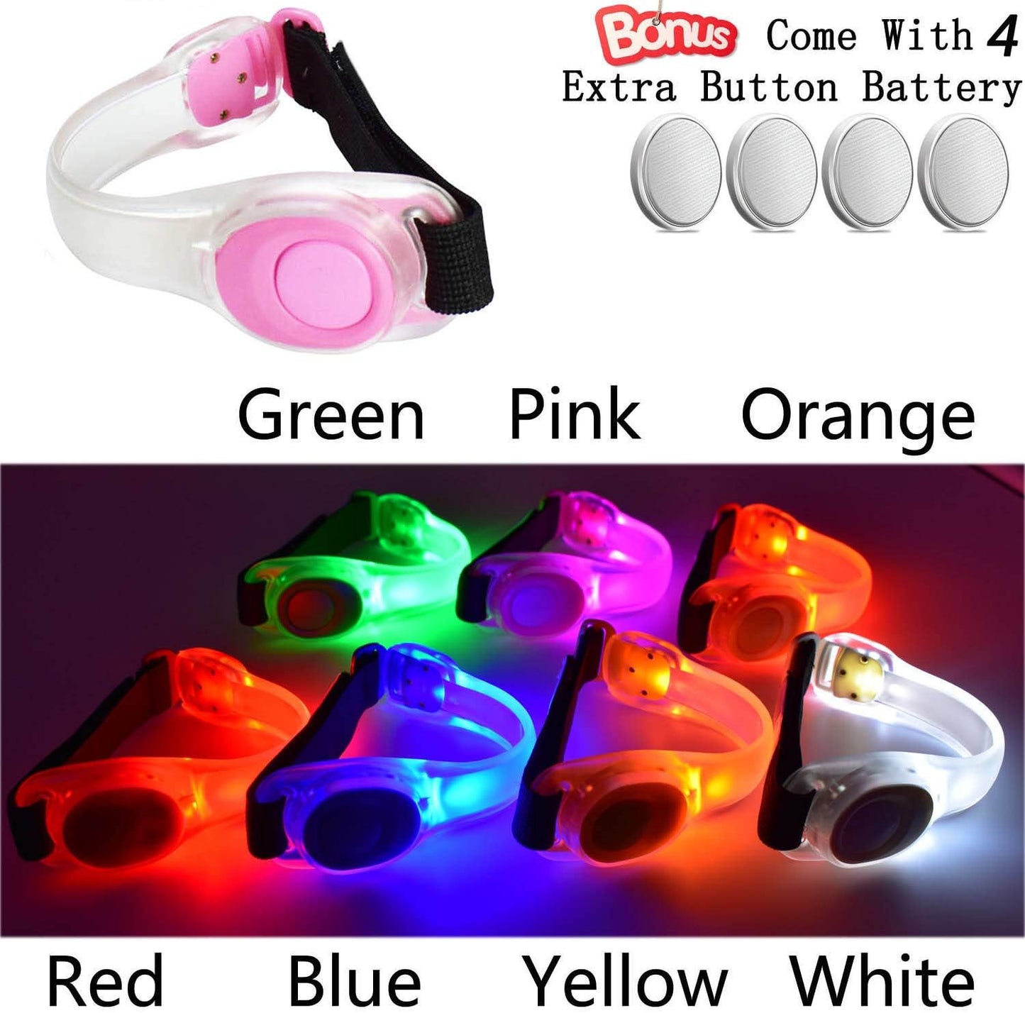 Premium LED Light Up Armband, Reflective Adjustable Wearable Silicone Running Belt Strap/Waterproof Glow in The Dark for Running Jogging Walking Cycling Concert Camping Outdoor Sports