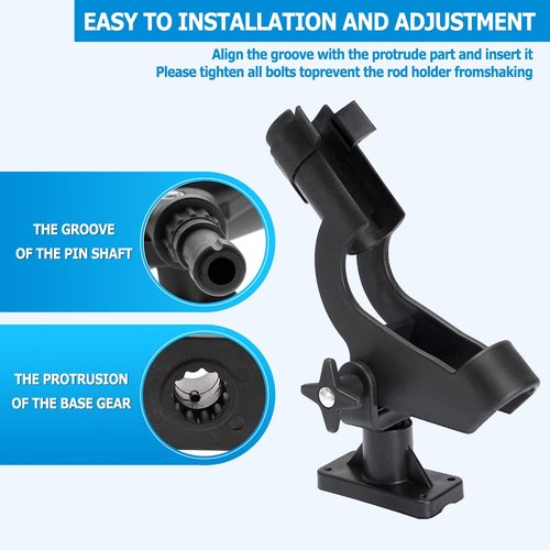 LBW Boat Fishing Rod Holders Side Deck Mount Kayak Rod Holder Adjustable Fishing Pole Holders for Boat Canoe Rail Mount 2 Pack