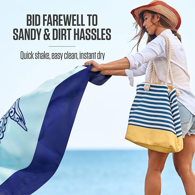 VENTURE 4TH Family-Size Beach Blanket: Sandproof, Waterproof, Lightweight & Compact. Includes Stakes and Carry Bag. 9x10 feet XXL Mandala Turtle