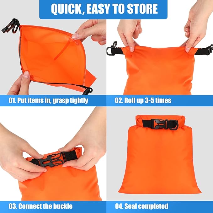 Riakrum 10 Pcs Waterproof Dry Bags, Ultralight Dry Sacks for Backpacking, Outdoor Sacks Keep Gear for Kayaking Boating Hiking Backpacking(1.5,15,3,5,8L,Multi Colors)