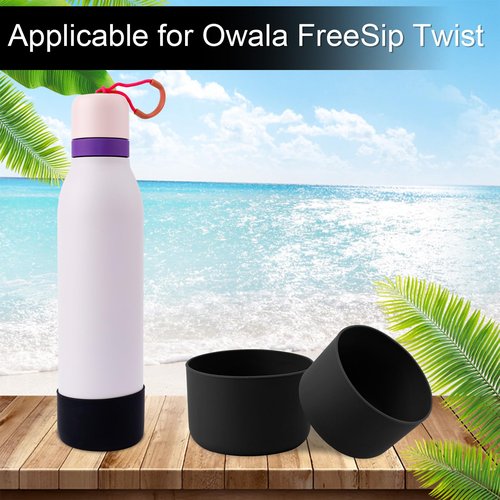 Silicone Boot for Owala, 2.95 Inch Diameter Bottle Boot Anti-Slip Bottom Protective Cover Water Bottle Accessories Compatible with Owala 24 oz (Black)