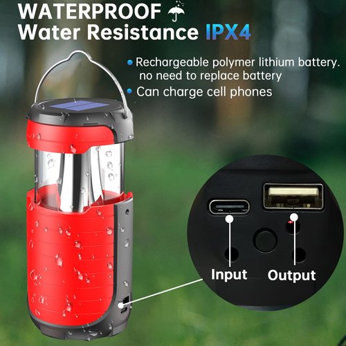 Camping Lights Hand Crank Solar Camping Lantern, Portable Ultra Bright LED Torch 5000MAH Rechargeable Led Flashlight Tent Lights, USB-C Charger Electronic Lantern for Emergency Hurricane