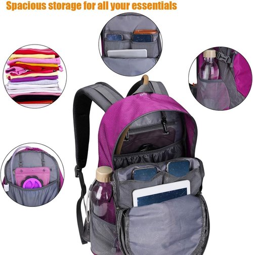 G4Free 35L Hiking Backpack Water Resistant Outdoor Sports Travel Daypack Lightweight with Rain Cover for Women Men (Peacock Green)