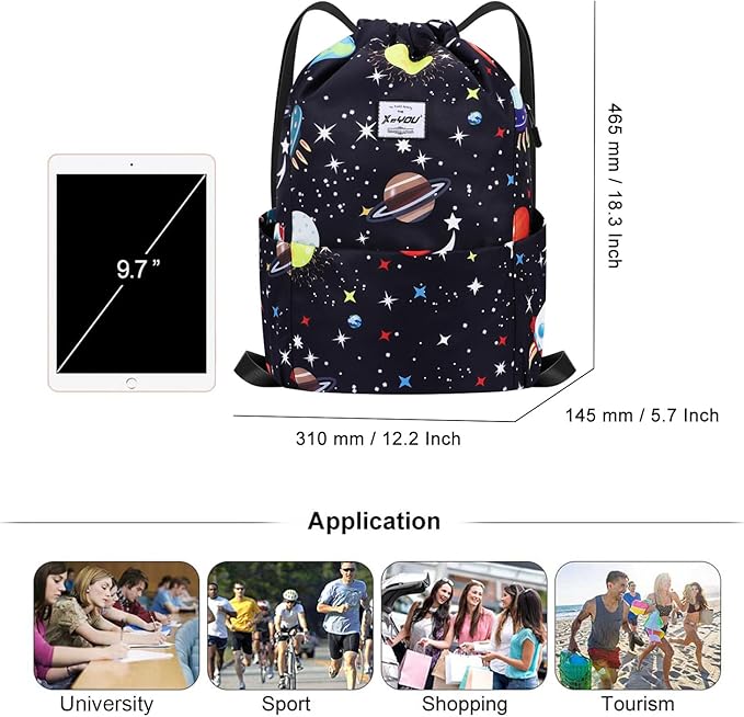 XEYOU Drawstring Sports Backpack Lightweight Gym Yoga Sackpack Shoulder Rucksack Casual Outdoor Daypack for Women and Men