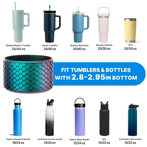 Bluwing Mermaid Silicone Boot for Stanley Cup 40/30/20 oz, Bottom Protector for Stanley IceFlow 20/30 oz and Hydroflask 12-24 oz, Anti-Slip Bottle Bottom (Royal Blue)
