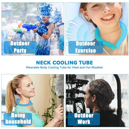 Portable Ice Ring, Neck Cooling Tube, Wearable Cooling Neck Cooler, Reusable Cooling Artifact Suitable for Hot Weather, Indoor and Outdoor Workers, Summer Parades and Celebrations(Love Rainbow-Blue)