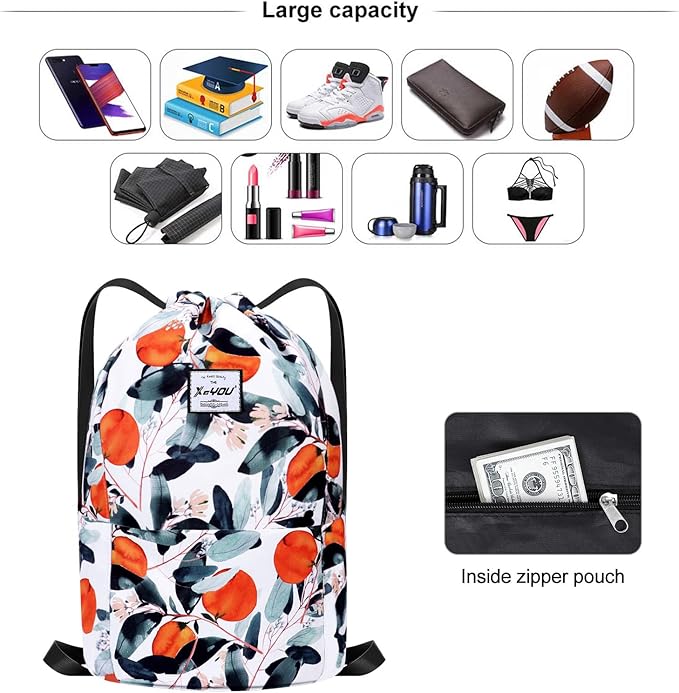 XEYOU Drawstring Sports Backpack Lightweight Gym Yoga Sackpack Shoulder Rucksack Casual Outdoor Daypack for Women and Men