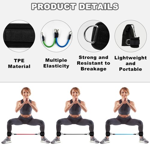 LIOUCBD Ankle Resistance Bands with Cuffs, Ankle Bands for Working Out, Ankle Resistance Band for Leg, Women Exercise Equipment for Kickbacks Hip Fitness Training Yoga Pilates Gym