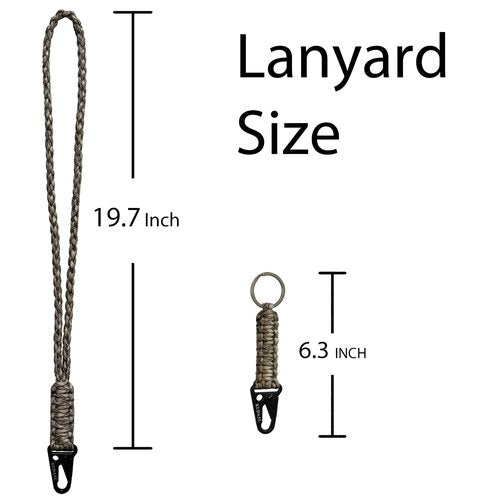 KUDAAL Paracord Lanyard Key Strap Neck Lanyard Keychain Braided Lanyhard Heavy Duty for Keys Badge ID Holder Wallet Whistle (CAMOUFLAGE, 19.68 Inch)