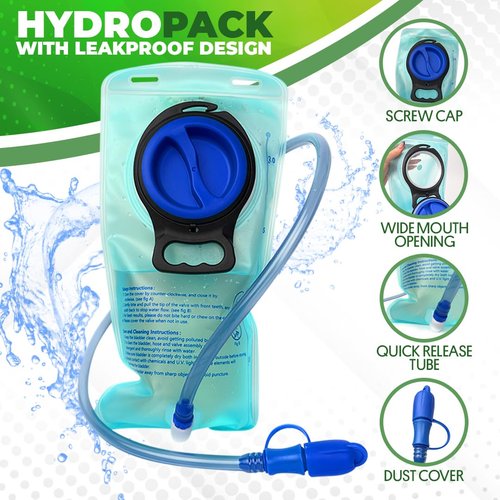 Good ES Reflective Hydration Backpack for Women with 2L Bladder, Festival Essential, Rave Hydration Pack Hydropack Hydro for Hiking, Running, Biking, Festival Gear