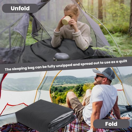 WILDROOTS Outdoor Camping Sleeping Bags, 3 Seasons Basic Sleeping Bag Backpacking Lightweight for Hiking, Hunting, Travel with Compression Bags