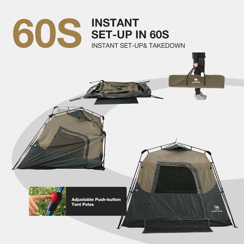 CAMEL CROWN Instant Tents for Camping 4-6 Person Tent Waterproof Easy Setup Sets Up in 60 Seconds Backpacking Tents with Carry Bag for Outdoor Hiking Sandy Brown