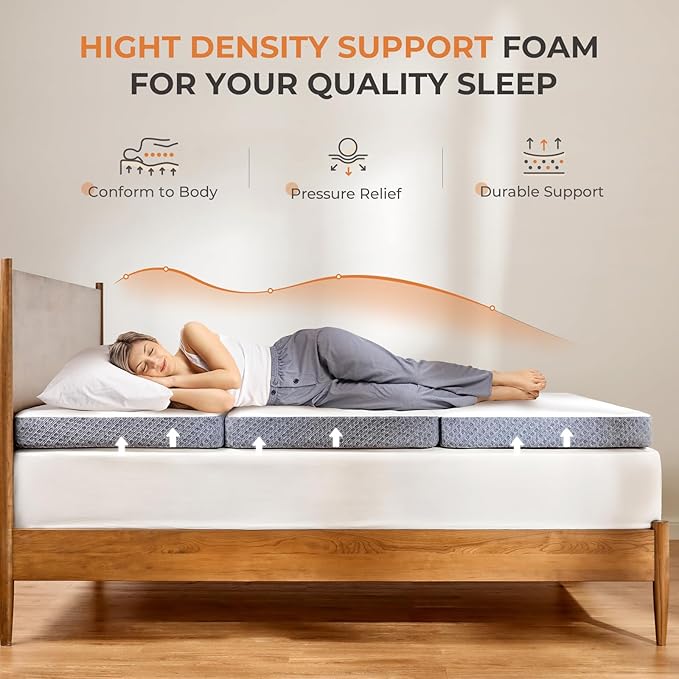 Sweetnight Tri Folding Mattress - 4-inch Foldable Mattress with a Collapsible and Washable Cover | Medium-Firm with Non-Slip Design | Suitable for RV Travel, Camping, Guest （Full）