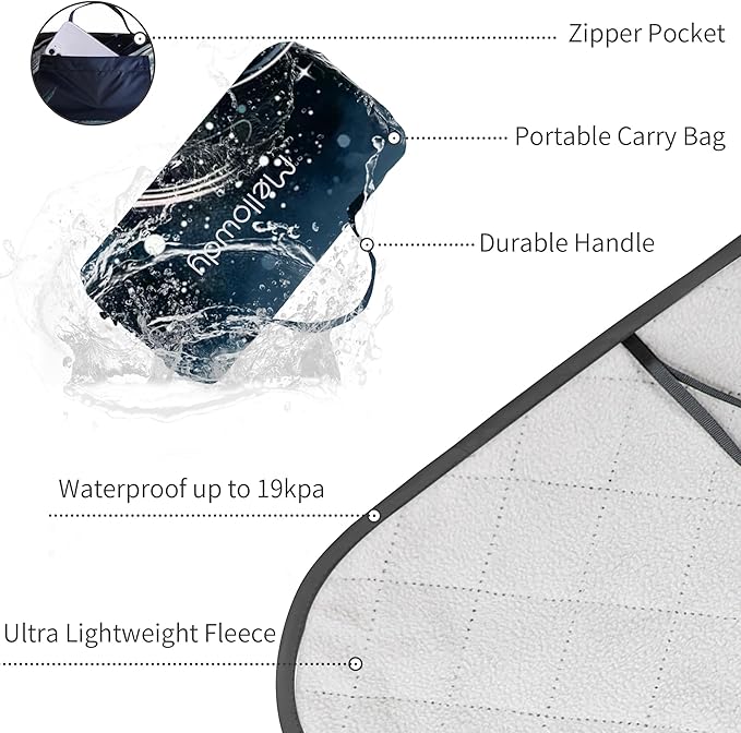 Mellowdy Companion Outdoor Printing Blanket - Waterproof, Wind-Resistant, Warm, Utility Blanket for Camping, Picnic, Stadium, Beach, Gameday, Travel, Foldable with Carrying Bag（Skier Painting,55x80）