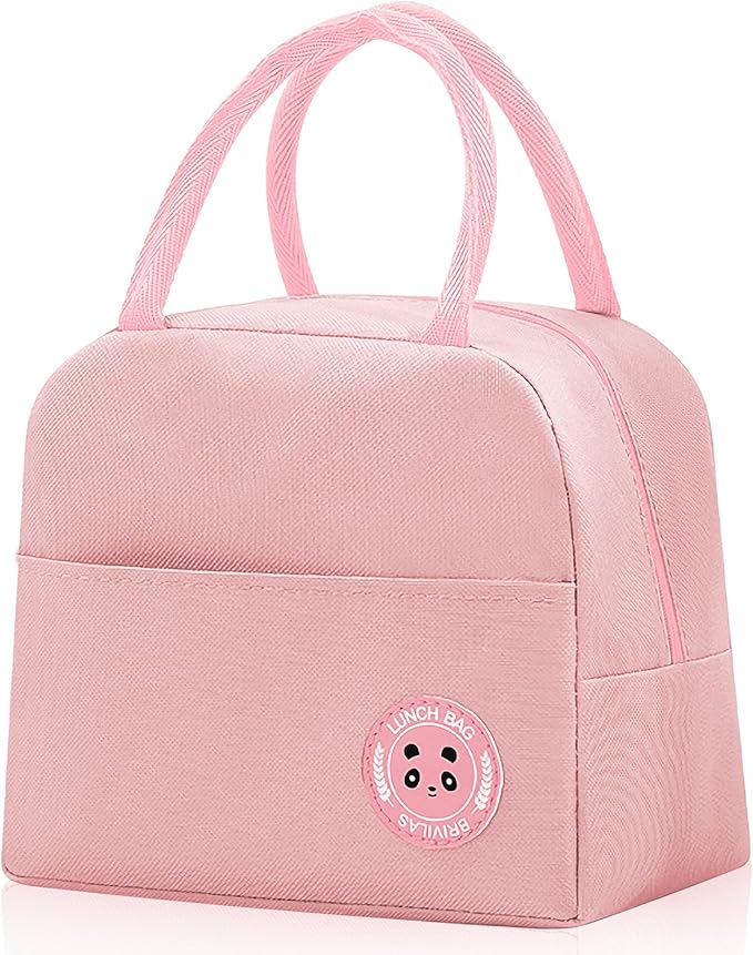 Insulated Lunch Bag for Men Women, Small Portable Reusable Lunch Cooler Tote Bag, Leakproof Thermal Lunch Box for Work Picnic Travel, Pink