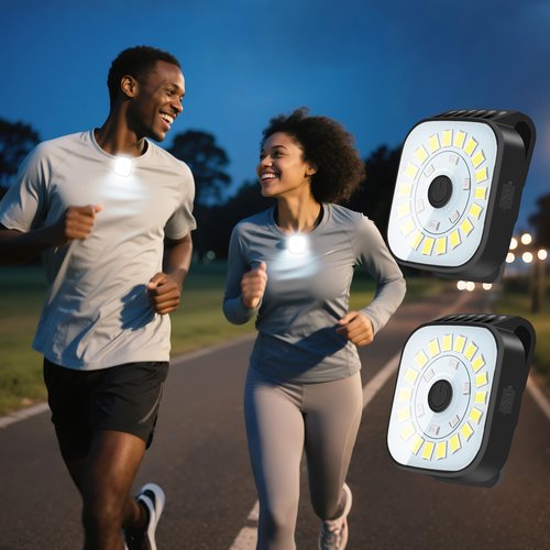 redaica 2 Pack Running Lights for Runners - Rechargeable Clip on Flashlight,Dog Mini Flashlights for Night Walking,4 Modes LED Running Light,Safety Light Hiking Camping Gear for Jogging,Fishing,Biking