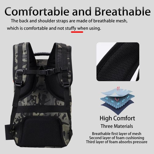 Mondogreet Fishing Tackle Backpack Storage Bag with Rod Holder,Large Storage Space, Easy Access to Fishing tools, Fits 3600 3700 Tackle Tray,Suitable for Fly Fishing Outdoor Travel Camping.