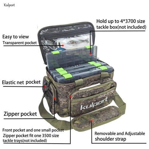 Tackle Bag for Freshwater or Saltwater Fishing - Non-Slip Shoulder Strap & Suitable for 3700/3600/3500 Tackle Box - Large