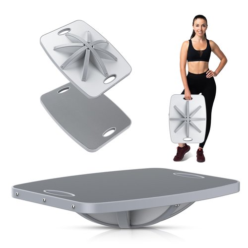 Professional Wooden Balance Board, 360 Degree Portable Wobble Board with Comfortable Surface, Standing Desk Rocker Board for Physical Therapy, Core Strength Stability Training (360 Degree-Light Gray)