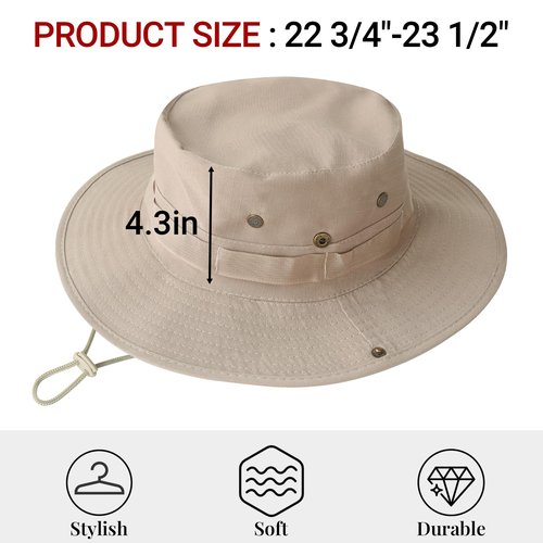 NPQQUAN Sun Hats for Men Women Wide Brim Bucket Hat UPF 50+ Protection Breathable Boonie Hat Fishing Hiking Pure Black