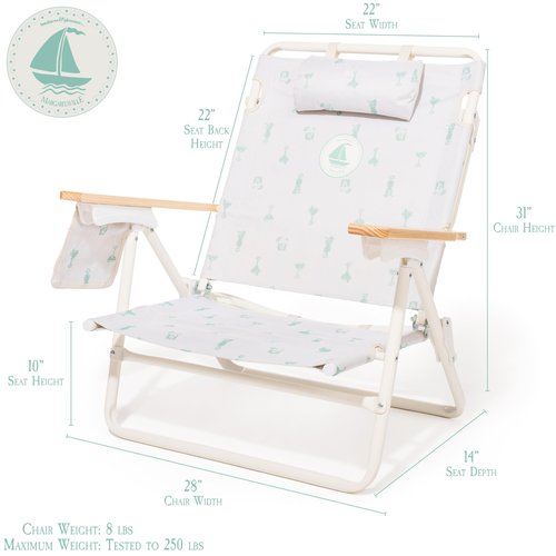 Business & Pleasure Co. Margaritaville Manana Backpack Beach Chair Lay Flat Reclining, Lightweight & Portable, Insulated Cooler Pocket, Last Mango Green Marg