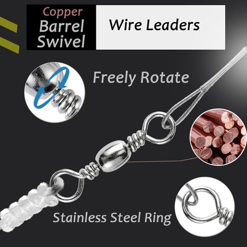 AMYSPORTS Freshwater Wire Fishing Leader Stainless Heavy Duty Wire Leader Fishing Saltwater Rigs Leaders Fishing Steel White Nickel #1 20lb 5.9in 50pcs