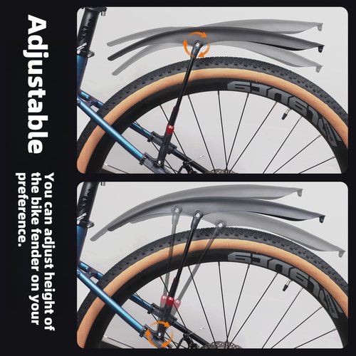 NELboNs Bike Fender for Mountain Bike Adjustable Widened Design Aluminum Alloy Telescopic Bicycle Mudguard Universal Front/Rear Mud Guard for 26"/27.5"/29" MTB Gravel City Bicycle