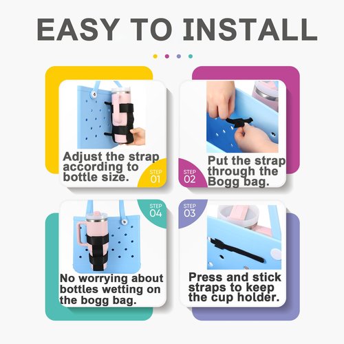 INCYCALL 1 Pack Bogg Bag Cup Holder for Stanley/Owala/Yeti, Large Cups Holder Fit 16-40oz, Adjustable Bogg Bag Cup Holder Accessories Compatible with All Bogg Bag, Black