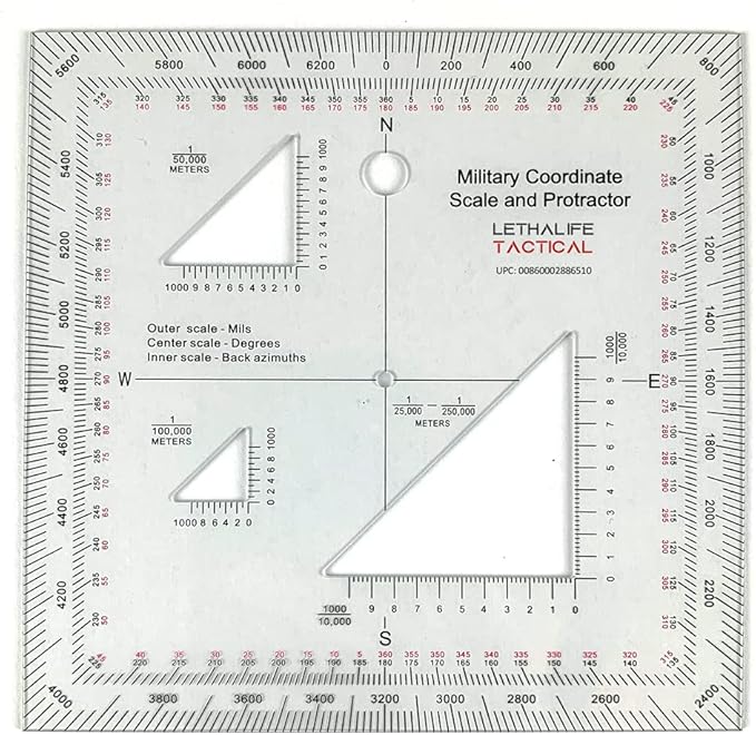 Military Protractor - Perfectly cut for Land Nav