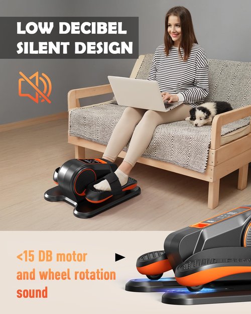 Yagud Under Desk Machine, Electric Ellipse Leg Exerciser for Senior, 13 Adjustable Speeds Quiet and Portable Seated Pedal Exerciser for Training with Remote Control, Orange