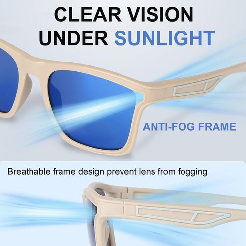 G.O.A.T EYEWEAR Polarized Sunglasses for Men and Women, UV400 Protection, Anti-Fog Lightweight Frame, Comfortable Fit for Driving, Fishing, Running, Outdoor Sports – Blue
