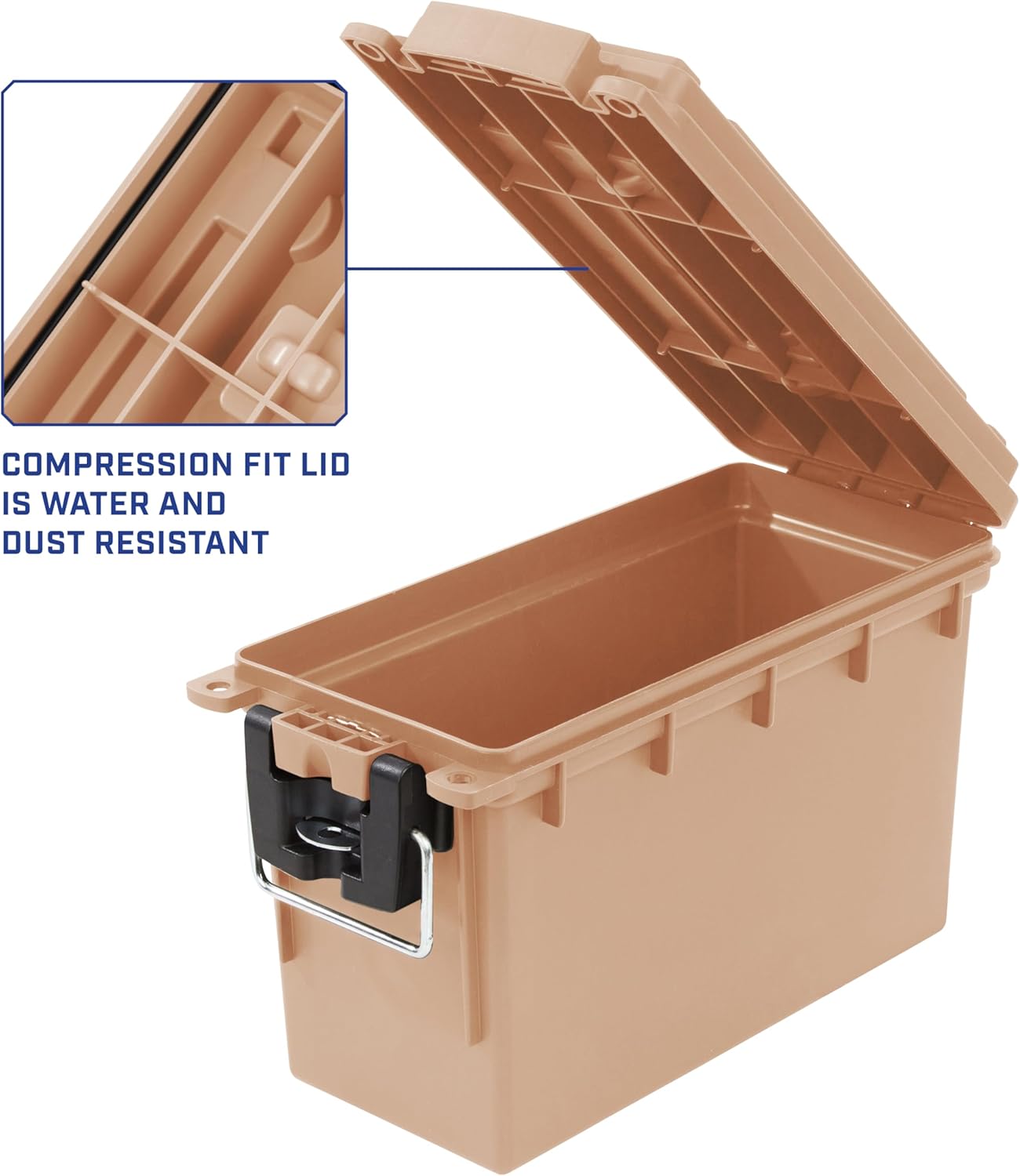 Sheffield 12629 Ammo Storage Box, Stackable .30 Cal Field Boxes, Water and Dust Resistant, Lockable Storage Box with Handle, Secures Hunting Gear, Supplies, and Bullets, Made in USA, Black, 1-Pack