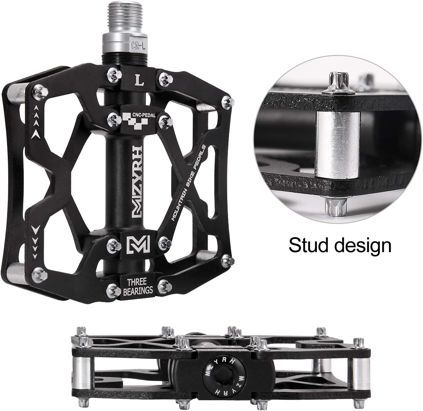 Mountain Bike Pedals, Ultra Strong Colorful CNC Machined 9/16" Cycling Sealed 3 Bearing Pedals