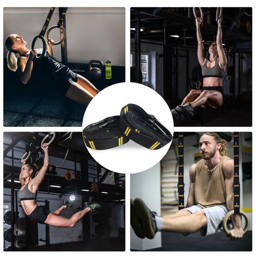 Powerfeng Adjustable Numbered Straps for Gymnastic Rings & Pull Up Handles, 8.2FT Long Each, 1000LBS Weight Capacity, Home Gym DIY Pull Down System Accessories(Only Straps No Rings)