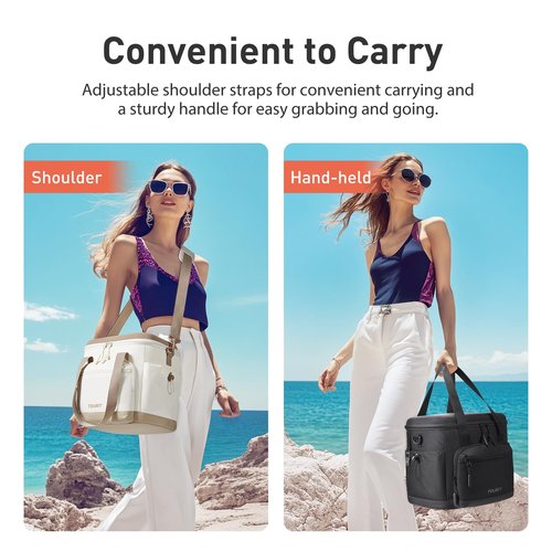 TOURIT Insulated Cooler Bag: 20 Cans Soft Portable Leakproof Lunch Cooler Beach Travel Picnic Camping Black