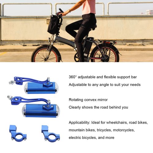 1 pair Bike Mirrors, Bike Bar End Mirrors, 360 Degree Rotatable Wide Angle Convex Rear View Mirror for Wheelchairs, Mountain Bikes and More